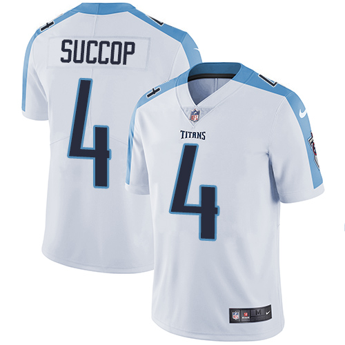 Men's Nike Tennessee Titans #4 Ryan Succop White Vapor Untouchable Limited Player NFL Jersey