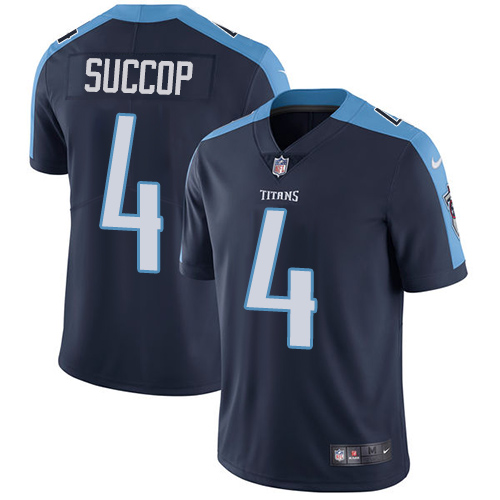 Men's Nike Tennessee Titans #4 Ryan Succop Navy Blue Alternate Vapor Untouchable Limited Player NFL Jersey