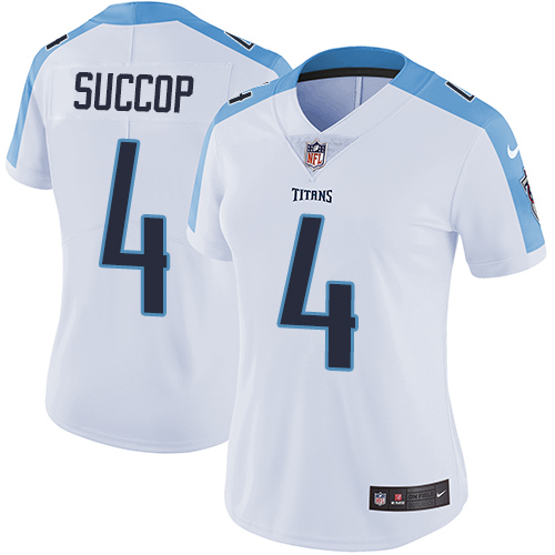 Women's Nike Tennessee Titans #4 Ryan Succop White Vapor Untouchable Elite Player NFL Jersey