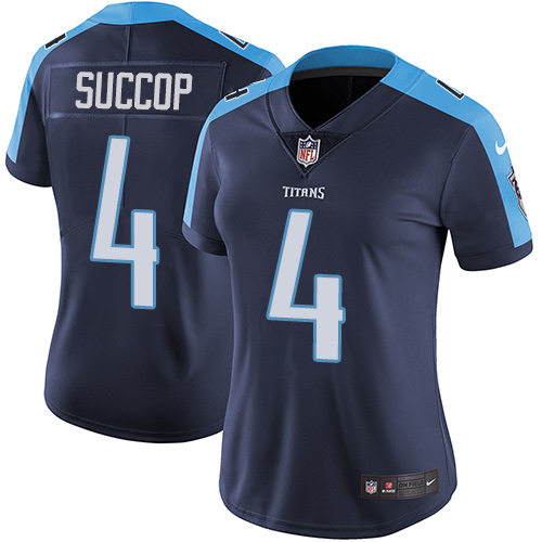 Women's Nike Tennessee Titans #4 Ryan Succop Navy Blue Alternate Vapor Untouchable Elite Player NFL Jersey