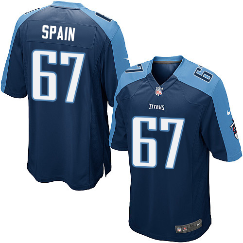 Men's Nike Tennessee Titans #67 Quinton Spain Game Navy Blue Alternate NFL Jersey