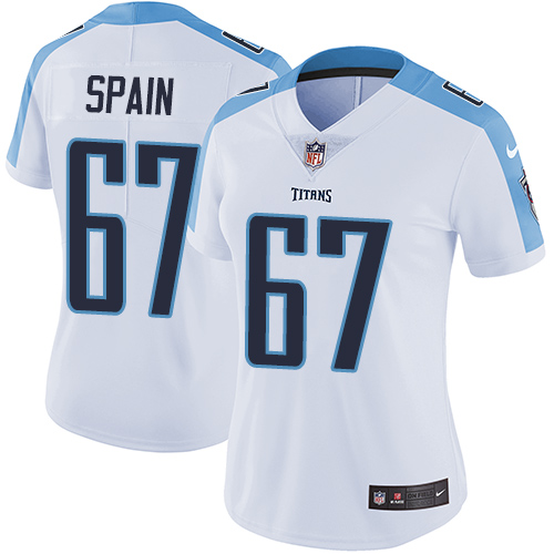 Women's Nike Tennessee Titans #67 Quinton Spain White Vapor Untouchable Elite Player NFL Jersey