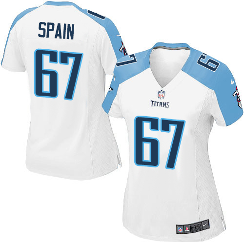 Women's Nike Tennessee Titans #67 Quinton Spain Game White NFL Jersey