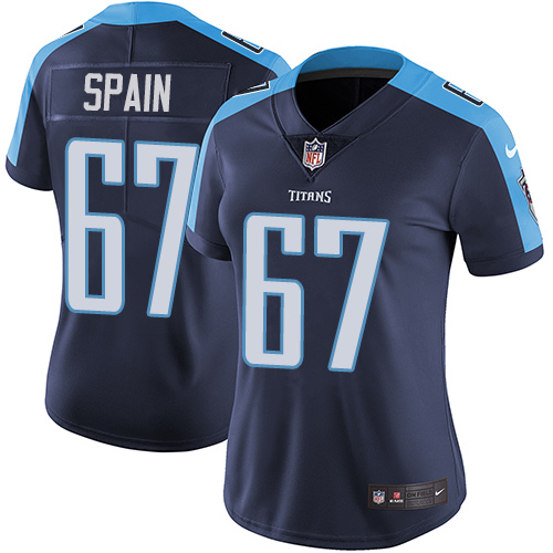 Women's Nike Tennessee Titans #67 Quinton Spain Navy Blue Alternate Vapor Untouchable Elite Player NFL Jersey