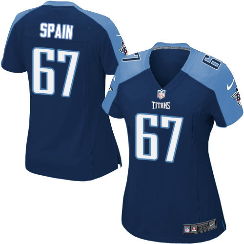 Women's Nike Tennessee Titans #67 Quinton Spain Game Navy Blue Alternate NFL Jersey