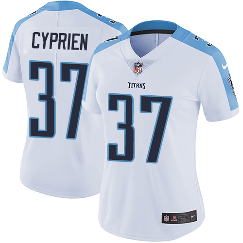 Women's Nike Tennessee Titans #37 Johnathan Cyprien White Vapor Untouchable Limited Player NFL Jersey