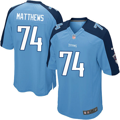 Men's Nike Tennessee Titans #74 Bruce Matthews Game Light Blue Team Color NFL Jersey
