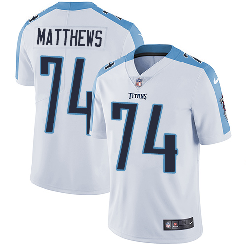 Men's Nike Tennessee Titans #74 Bruce Matthews White Vapor Untouchable Limited Player NFL Jersey