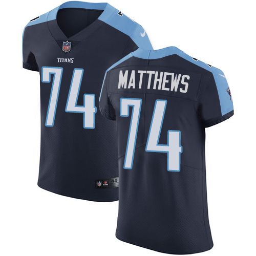 Men's Nike Tennessee Titans #74 Bruce Matthews Navy Blue Alternate Vapor Untouchable Elite Player NFL Jersey