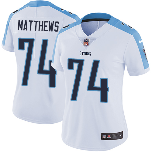 Women's Nike Tennessee Titans #74 Bruce Matthews White Vapor Untouchable Elite Player NFL Jersey