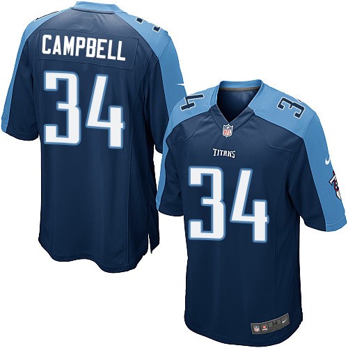 Men's Nike Tennessee Titans #34 Earl Campbell Game Navy Blue Alternate NFL Jersey