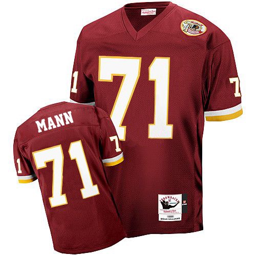 Mitchell and Ness Washington Redskins #71 Charles Mann Burgundy Red With 50TH Patch Authentic Throwback NFL Jersey