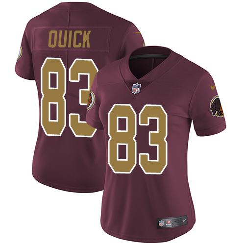 Women's Nike Washington Redskins #83 Brian Quick Burgundy Red/Gold Number Alternate 80TH Anniversary Vapor Untouchable Limited Player NFL Jersey