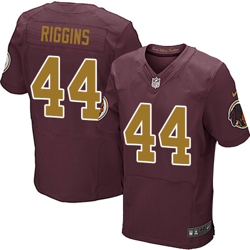 Men's Nike Washington Redskins #44 John Riggins Elite Burgundy Red/Gold Number Alternate 80TH Anniversary NFL Jersey
