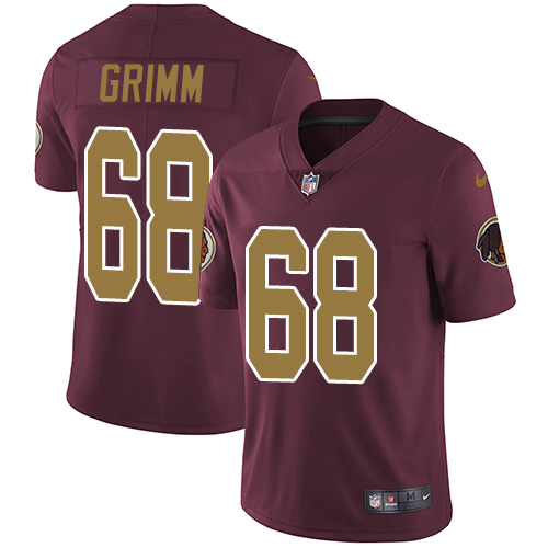 Youth Nike Washington Redskins #68 Russ Grimm Burgundy Red/Gold Number Alternate 80TH Anniversary Vapor Untouchable Limited Player NFL Jersey