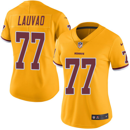 Women's Nike Washington Redskins #77 Shawn Lauvao Limited Gold Rush Vapor Untouchable NFL Jersey