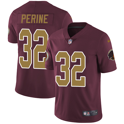 Men's Nike Washington Redskins #32 Samaje Perine Burgundy Red/Gold Number Alternate 80TH Anniversary Vapor Untouchable Limited Player NFL Jersey