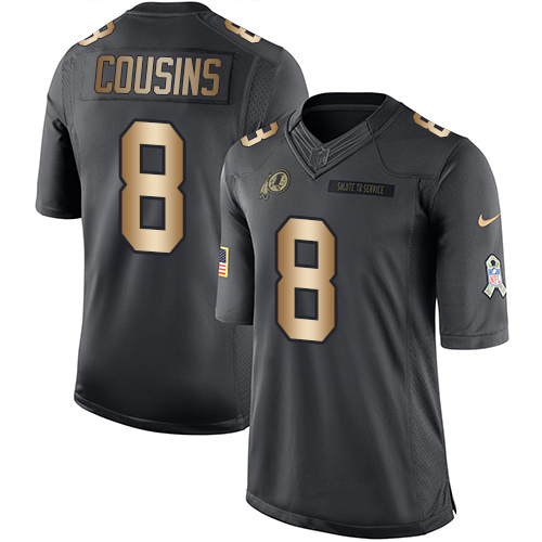 Men's Nike Washington Redskins #8 Kirk Cousins Limited Black/Gold Salute to Service NFL Jersey