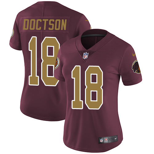 Women's Nike Washington Redskins #18 Josh Doctson Burgundy Red/Gold Number Alternate 80TH Anniversary Vapor Untouchable Elite Player NFL Jersey