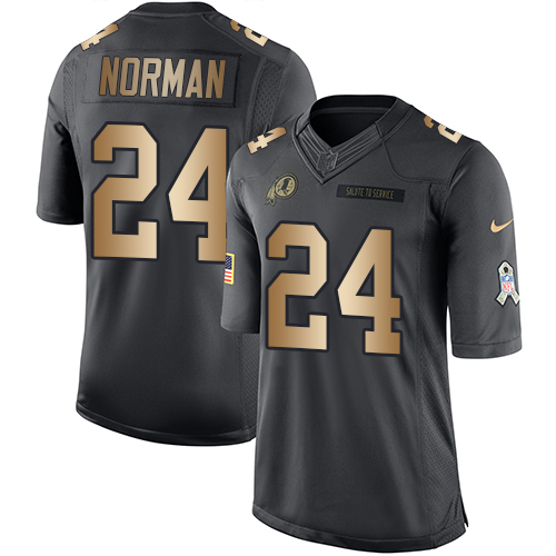 Men's Nike Washington Redskins #24 Josh Norman Limited Black/Gold Salute to Service NFL Jersey