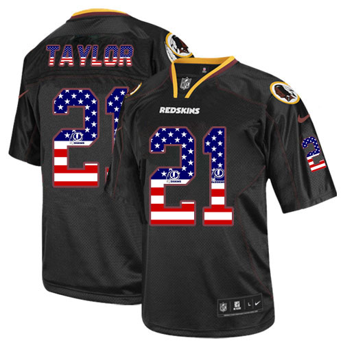 Men's Nike Washington Redskins #21 Sean Taylor Elite Black USA Flag Fashion NFL Jersey
