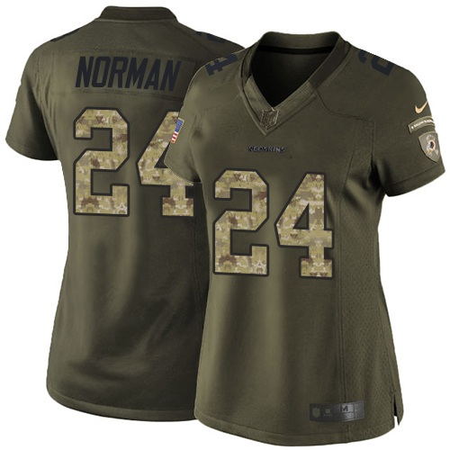 Women's Nike Washington Redskins #24 Josh Norman Elite Green Salute to Service NFL Jersey