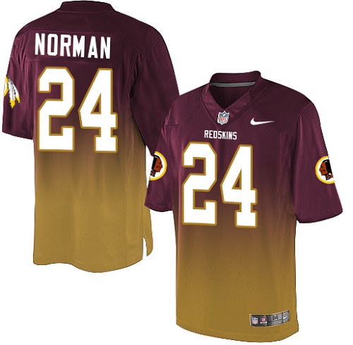 Men's Nike Washington Redskins #24 Josh Norman Elite Burgundy Red/Gold Fadeaway NFL Jersey
