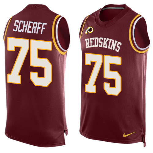 Men's Nike Washington Redskins #75 Brandon Scherff Limited Red Player Name & Number Tank Top NFL Jersey