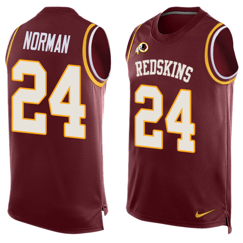 Men's Nike Washington Redskins #24 Josh Norman Limited Red Player Name & Number Tank Top NFL Jersey