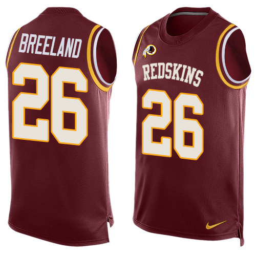 Men's Nike Washington Redskins #26 Bashaud Breeland Limited Red Player Name & Number Tank Top NFL Jersey