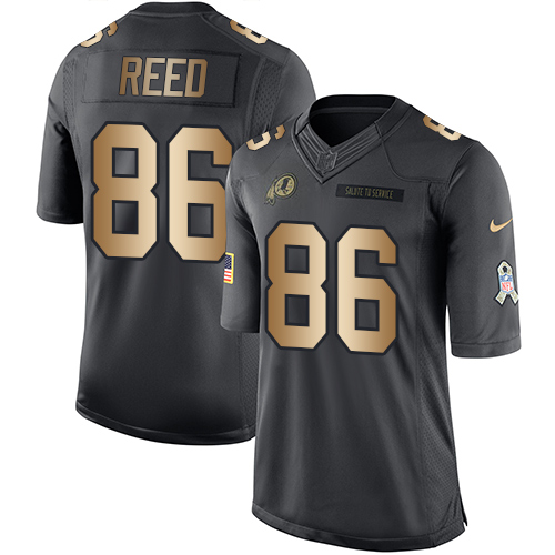 Men's Nike Washington Redskins #86 Jordan Reed Limited Black/Gold Salute to Service NFL Jersey