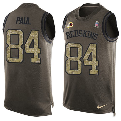 Men's Nike Washington Redskins #84 Niles Paul Limited Green Salute to Service Tank Top NFL Jersey