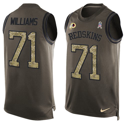 Men's Nike Washington Redskins #71 Trent Williams Limited Green Salute to Service Tank Top NFL Jersey