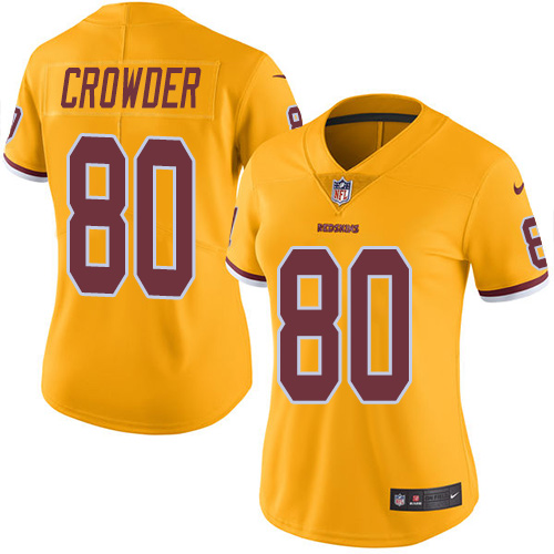 Women's Nike Washington Redskins #80 Jamison Crowder Limited Gold Rush Vapor Untouchable NFL Jersey