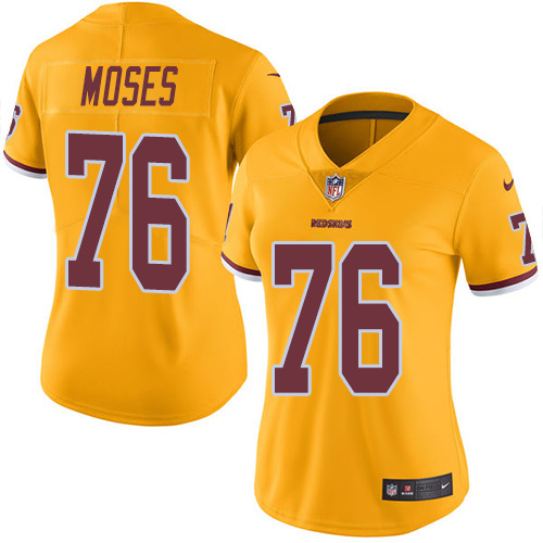 Women's Nike Washington Redskins #76 Morgan Moses Limited Gold Rush Vapor Untouchable NFL Jersey