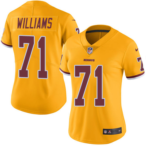 Women's Nike Washington Redskins #71 Trent Williams Limited Gold Rush Vapor Untouchable NFL Jersey