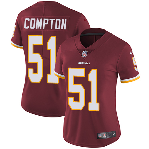 Women's Nike Washington Redskins #51 Will Compton Burgundy Red Team Color Vapor Untouchable Limited Player NFL Jersey