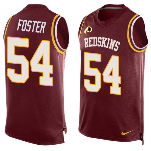 Men's Nike Washington Redskins #54 Mason Foster Limited Red Player Name & Number Tank Top NFL Jersey