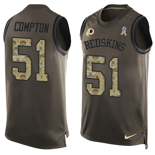 Men's Nike Washington Redskins #51 Will Compton Limited Green Salute to Service Tank Top NFL Jersey