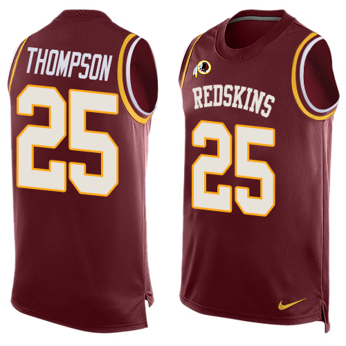 Men's Nike Washington Redskins #25 Chris Thompson Limited Red Player Name & Number Tank Top NFL Jersey