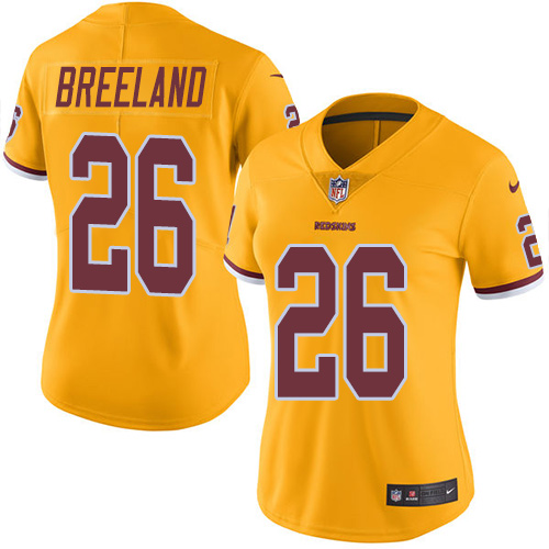 Women's Nike Washington Redskins #26 Bashaud Breeland Limited Gold Rush Vapor Untouchable NFL Jersey
