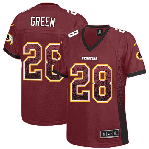Women's Nike Washington Redskins #28 Darrell Green Elite Burgundy Red Drift Fashion NFL Jersey
