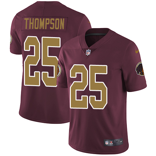 Men's Nike Washington Redskins #25 Chris Thompson Burgundy Red/Gold Number Alternate 80TH Anniversary Vapor Untouchable Limited Player NFL Jersey