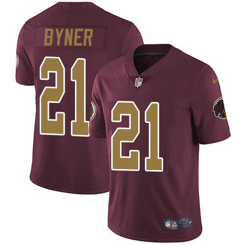 Youth Nike Washington Redskins #21 Earnest Byner Burgundy Red/Gold Number Alternate 80TH Anniversary Vapor Untouchable Limited Player NFL Jersey