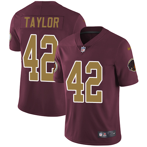Youth Nike Washington Redskins #42 Charley Taylor Burgundy Red/Gold Number Alternate 80TH Anniversary Vapor Untouchable Limited Player NFL Jersey