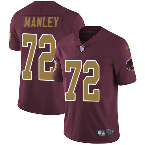 Youth Nike Washington Redskins #72 Dexter Manley Burgundy Red/Gold Number Alternate 80TH Anniversary Vapor Untouchable Limited Player NFL Jersey