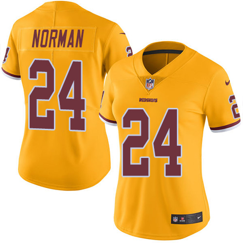 Women's Nike Washington Redskins #24 Josh Norman Limited Gold Rush Vapor Untouchable NFL Jersey