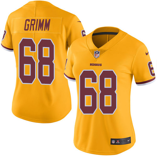 Women's Nike Washington Redskins #68 Russ Grimm Limited Gold Rush Vapor Untouchable NFL Jersey