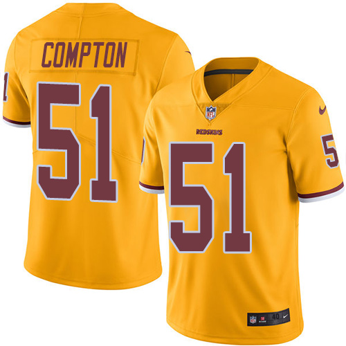Men's Nike Washington Redskins #51 Will Compton Elite Gold Rush Vapor Untouchable NFL Jersey