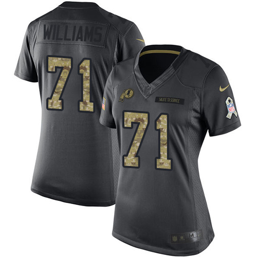 Women's Nike Washington Redskins #71 Trent Williams Limited Black 2016 Salute to Service NFL Jersey